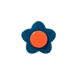 Blue and orange flower hair clip
